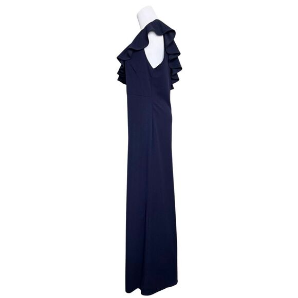 Lulu's Forever Ruffle One Shoulder Trumpet Dress Navy XL Sexy Cruise Date Night‎ - Picture 3 of 13